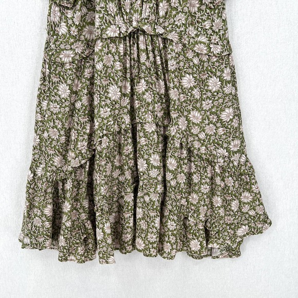 ANTHROPOLOGIE Dress Womens XS Green Robin Tiered Mini Short Sleeve Floral Print - Picture 11 of 16